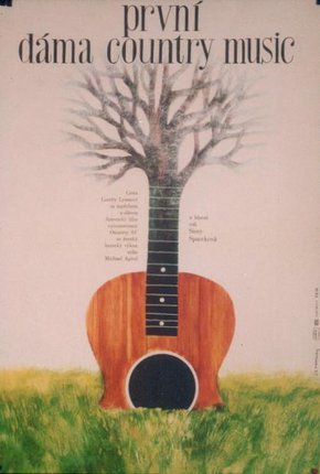 a poster with a guitar and a tree