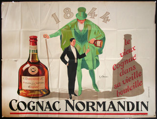 a poster of a man and a bottle of cognac