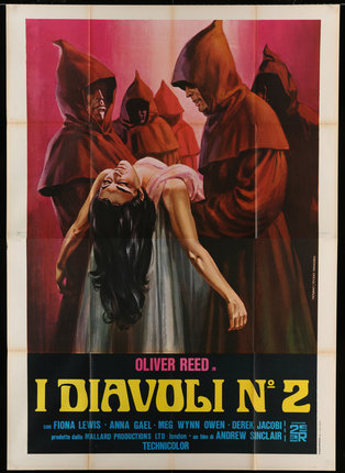 a movie poster of a woman being held by a group of men