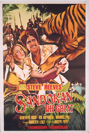 a movie poster of a man and a woman holding a tiger