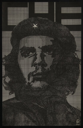 a poster of a man with a star on his beret