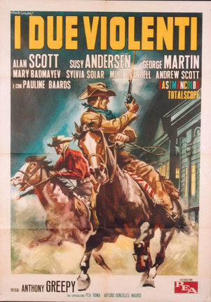 a movie poster of two men riding horses