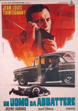 a poster of a man shooting a gun