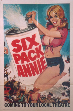 a poster of a woman holding a can
