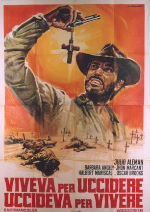 a movie poster of a man holding a cross