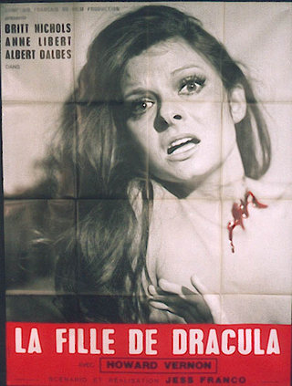 a poster of a woman with blood on her chest