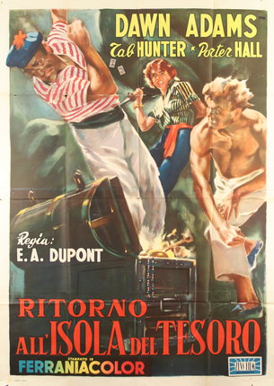 a poster of a man hitting a man with a bat