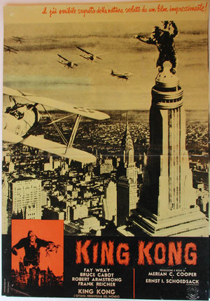a poster of a city with planes flying over it