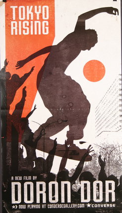 a poster with a silhouette of a man on a skateboard