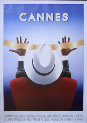a poster of a man holding a film strip
