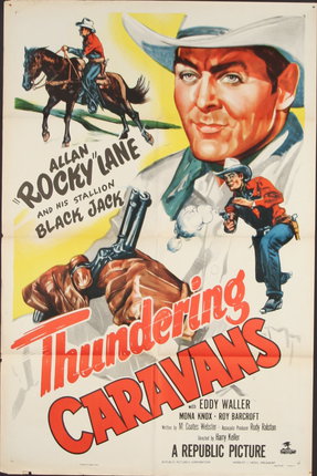 a movie poster with a man on a horse and a man holding a gun