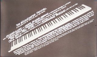 a piano keyboard with words on it