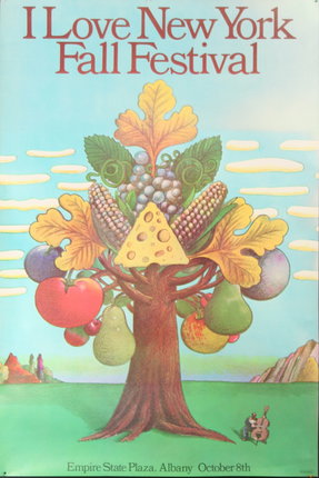 a book cover with a tree of fruit and vegetables