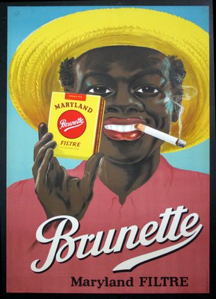 a poster of a man holding a cigarette and a box of cigarettes