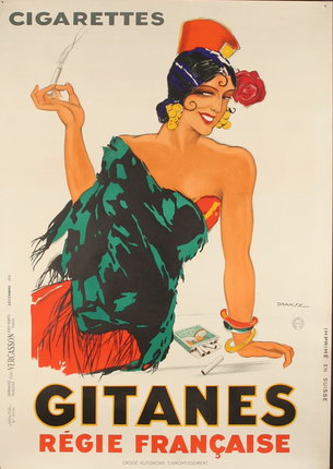 a poster of a woman holding a cigarette