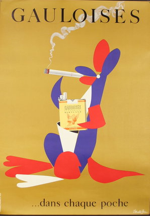 a poster of a cartoon character holding a cigarette