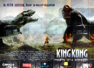 a poster of a movie with a girl running away from a dinosaur