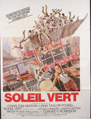a movie poster of a man falling off a truck