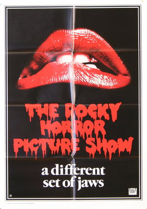 a movie poster with red lips and words