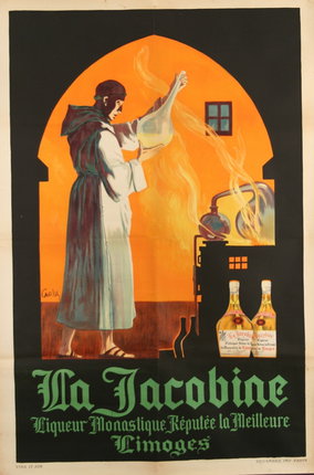 a poster of a person pouring liquid into a bottle