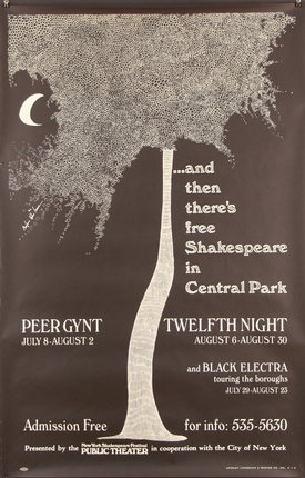 a poster for shakespeare in central park