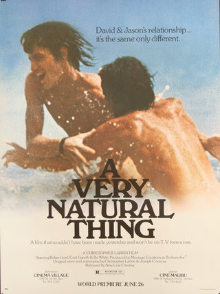 a poster of two men hugging