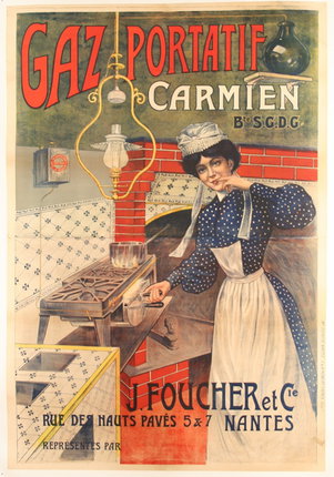 a poster of a woman in a kitchen