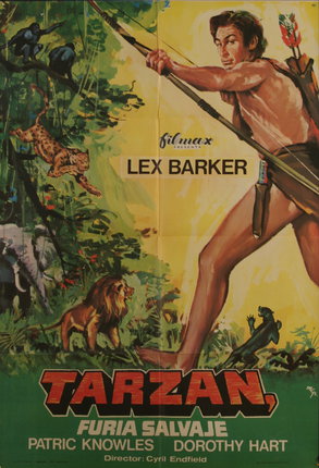a movie poster with a man holding a bow and a lion