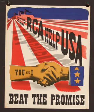 a poster with handshake and text