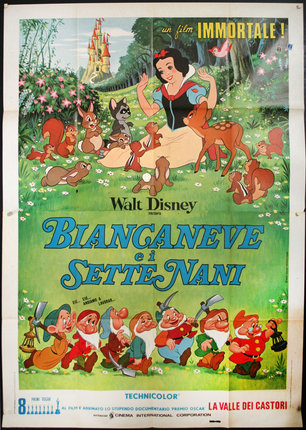 a movie poster of a snow white and the seven dwarfs