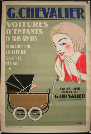 a poster of a woman with a baby in a stroller