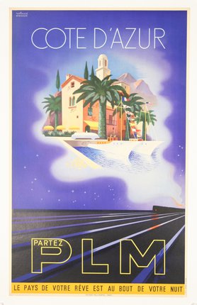 a poster of a house and palm trees