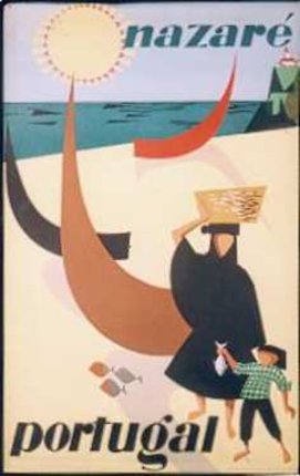 a poster of a woman and a child on a beach