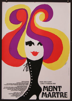 a poster of a woman with colorful hair