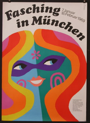 a poster with a colorful face