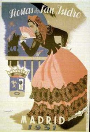a woman in a dress holding a fan