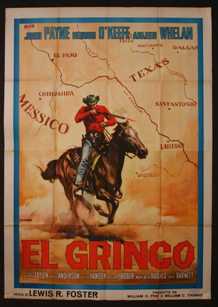 a poster of a cowboy riding a horse