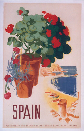 a poster with flowers in pots