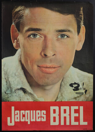 a poster with a portrait of the singer Jacques Brel