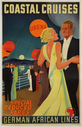 a poster of a man and woman dancing on a ship
