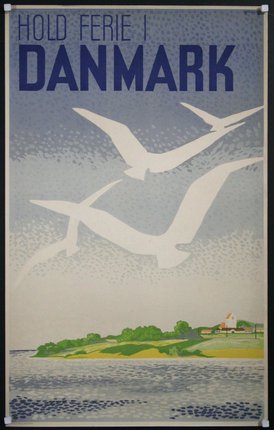 a poster with birds flying in the sky