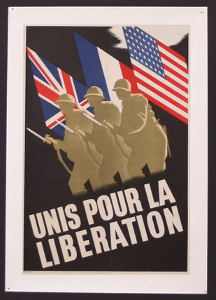 a poster of soldiers holding flags