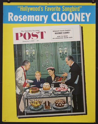 a magazine cover with a couple of people serving cakes