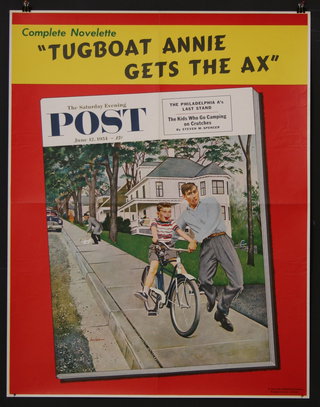 a poster of a boy riding a bicycle