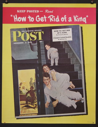a magazine cover with a couple of people on stairs