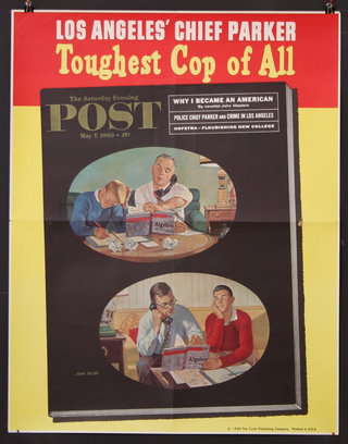 a poster of men working at a desk