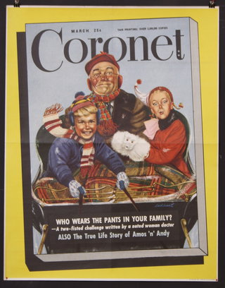 a magazine cover with a man and children