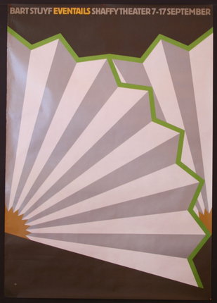 a poster with a fan shaped design