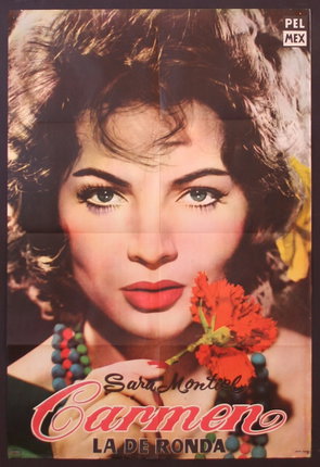 a poster of a woman with a flower