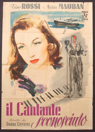 a poster of a woman and a piano